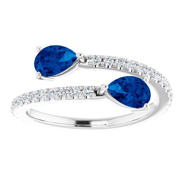 Platinum Lab-Grown Blue Sapphire & 1/3 CTW Natural Diamond Ring   